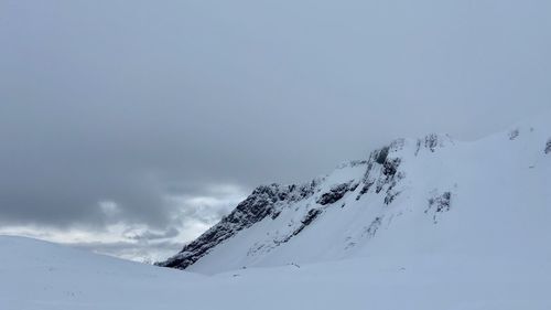 Scenic view of snow covered mountain against sky