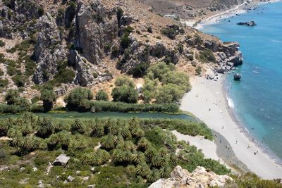 High angle view of beach