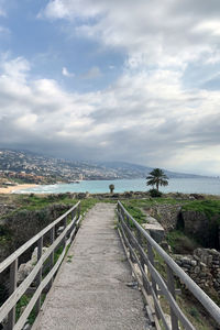 Path to the sea at the archeilogy district in byblos, lebanon.