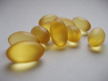 High angle view of eggs against white background