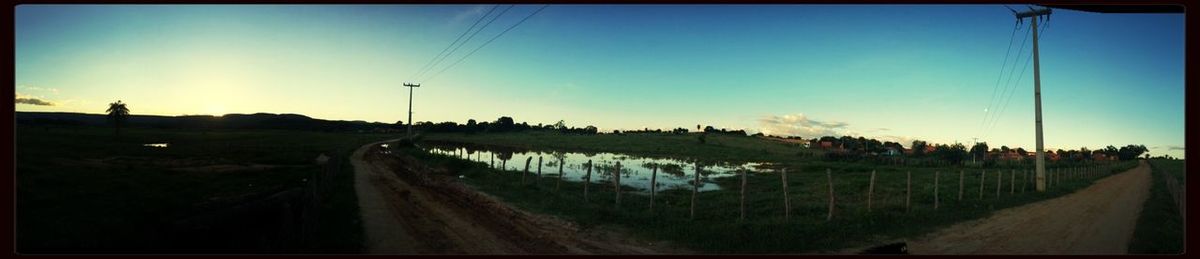 Road passing through field