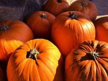 High angle view of pumpkins at market