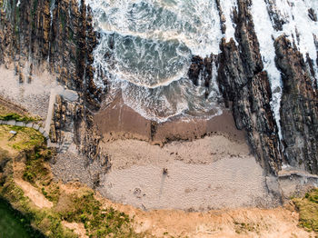 High angle view of rock formation on land