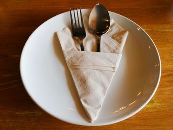 High angle view of food in bowl on table