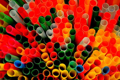 Full frame shot of colorful straws