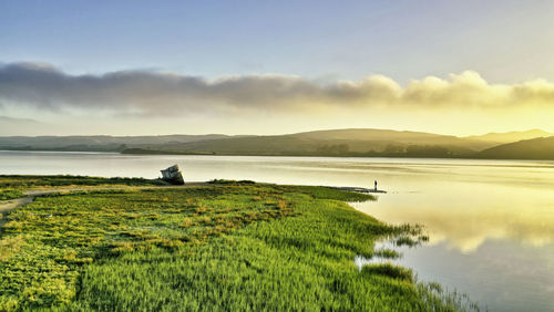 Scenic view of lake against sky