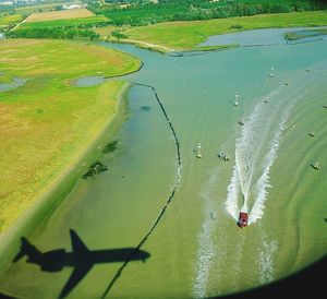 High angle view of river