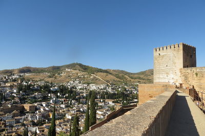 View of fort against clear blue sky