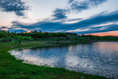 Scenic view of lake against sky