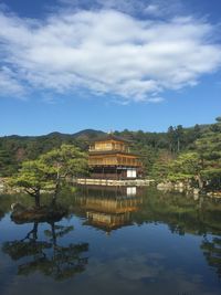 Reflection of building on lake