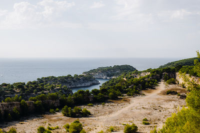 Beautiful view of the rocks with bays in the calanques.