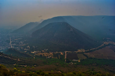 High angle view of landscape against sky