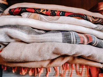 High angle view of baby relaxing on bed