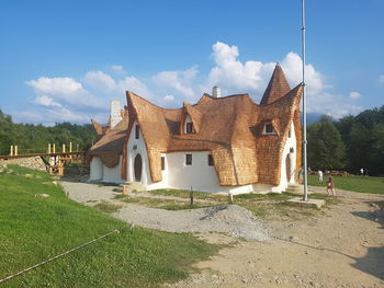 Houses against blue sky