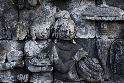 Close-up of sculpture in temple
