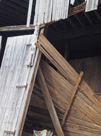 Low angle view of wooden house