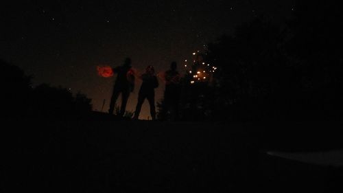 Silhouette people against sky at night