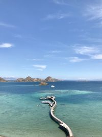 Scenic view of sea against sky at the dragon harbour. komodo national park