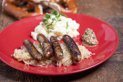 Close-up of food in plate on table