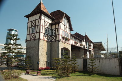 Low angle view of residential building against sky