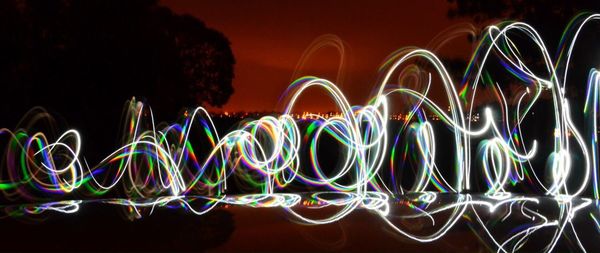 Close-up of colorful light trails