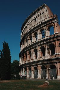 Low angle view of historical building against clear sky