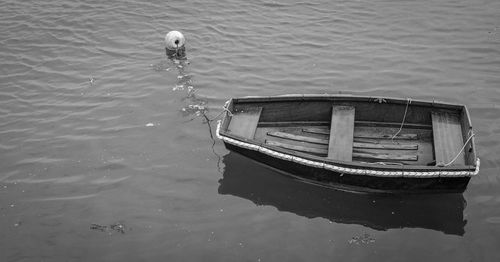 Side view of a moored boat