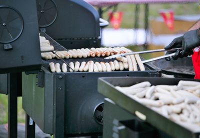 Close-up of food on barbecue grill