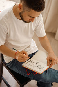 Man working at table