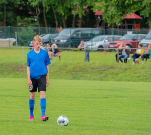 Young soccer player in action during a soccer game