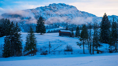 Scenic view of snow mountains against sky