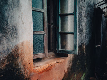 Closed door of old building