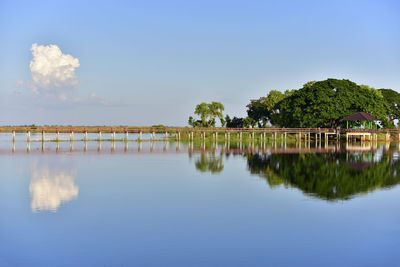 Scenic view of lake against sky