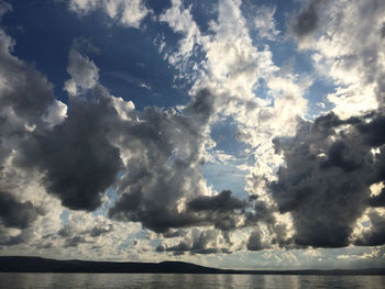 Scenic view of sea against cloudy sky