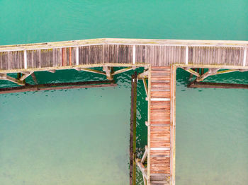 Directly above shot of pier over sea