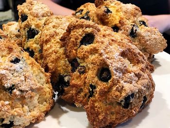 Close-up of cookies in plate