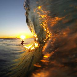 Scenic view of sea during sunset