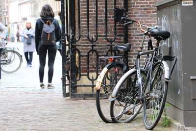 Bicycles on street in city