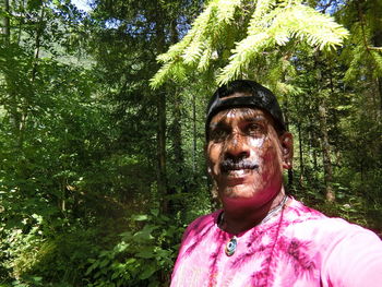 Portrait of mid adult man in forest