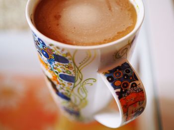 Close-up of coffee served on table