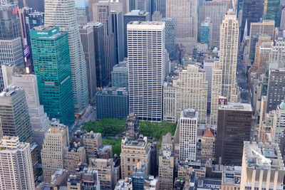 High angle view of buildings in city