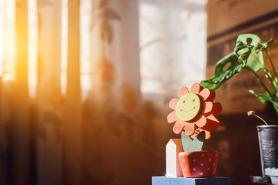 Close-up of toy on table