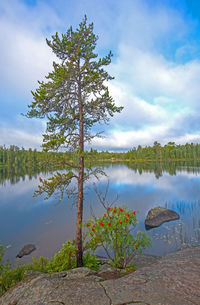 Scenic view of lake against sky