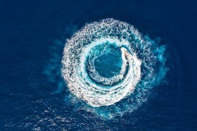 High angle view of boat in sea