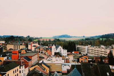 High angle view of townscape against sky