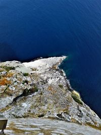 High angle view of rock formation in sea