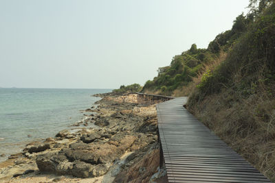 Scenic view of sea against clear sky