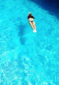 High angle view of person swimming in pool