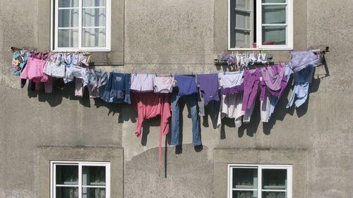 Clothesline on apartment building