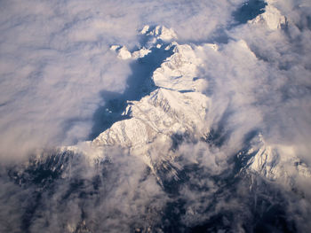 Aerial view of mountain against sky